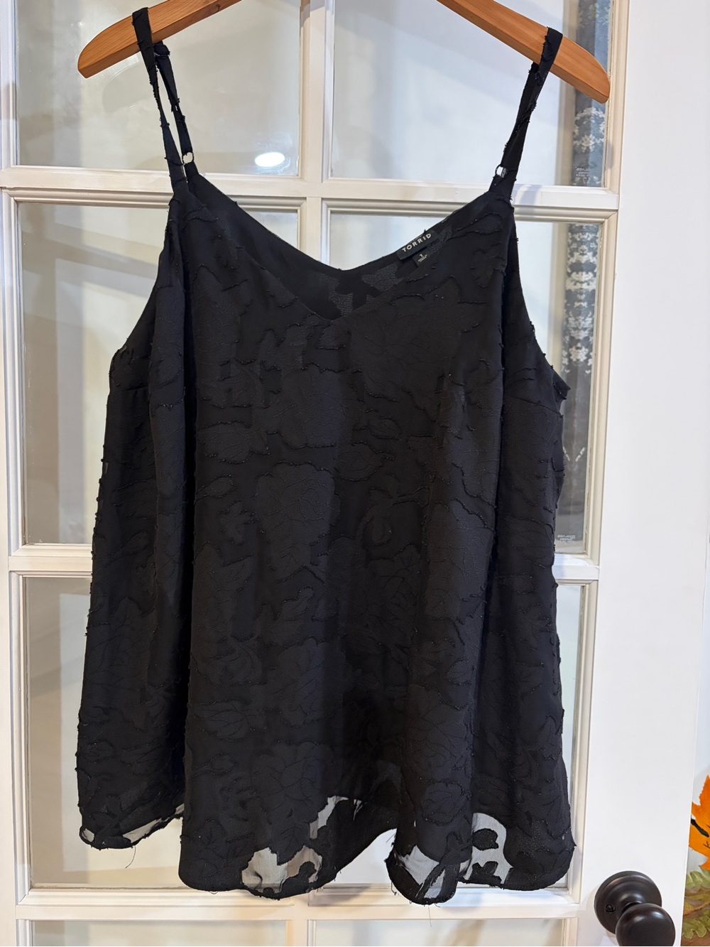 Torrid Black Chiffon Swing Cami V Neck Adjustable Strap Flowy Blouse Top 1X